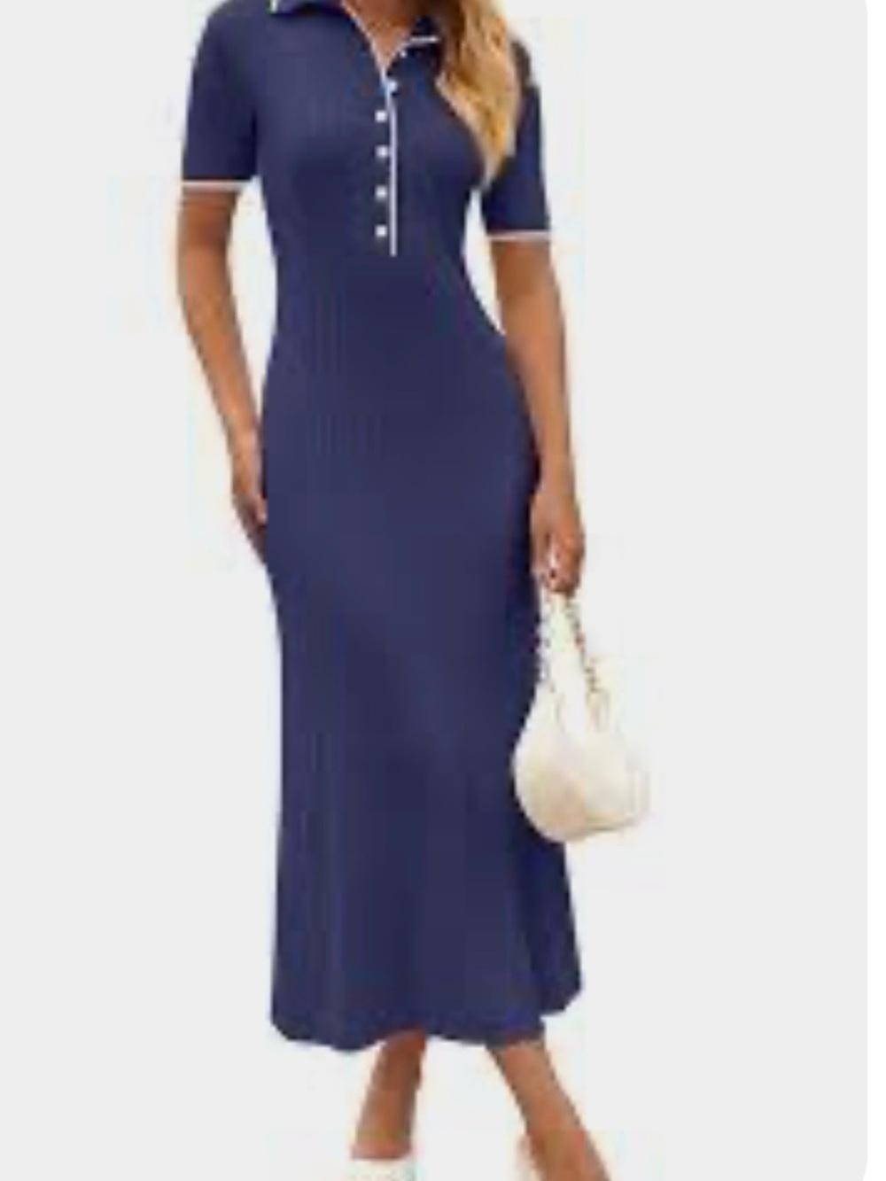 Navy Polo Short-Sleeve Maxi Dress